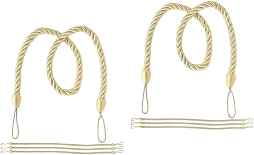 WDCDYQDH 4er-Pack Vorhang-Befestigungsbänder aus Oxford-Seil, Vorhangbefestigung, Blumenständer, dekorativ (Gold x 3 Stück 76 x 0,7 cm x 5 Stück) (Beige x 2 Stück 76 x 0,7 cm x 2 Stück) von WDCDYQDH