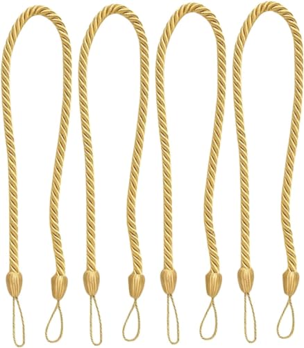 WDCDYQDH 4er-Pack Vorhang-Befestigungsbänder aus Oxford-Seil, Vorhangbefestigung, Blumenständer, dekorativ (Gold x 3 Stück 76 x 0,7 cm x 5 Stück) (Golden 76 x 0,7 cm) von WDCDYQDH