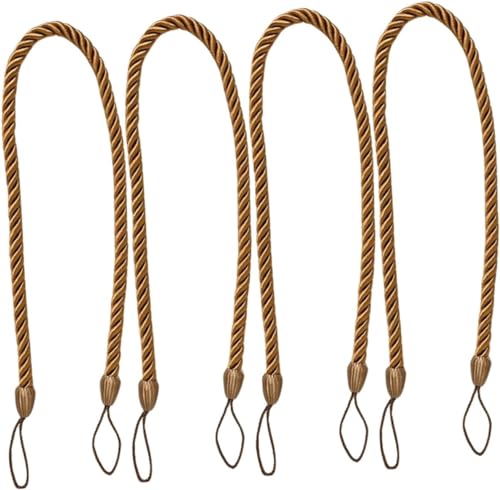 WDCDYQDH 4er-Pack Vorhang-Befestigungsbänder aus Oxford-Seil, Vorhangbefestigung, Blumenständer, dekorativ (Gold x 3 Stück 76 x 0,7 cm x 5 Stück) (Kaffeefarbe 76 x 0,7 cm) von WDCDYQDH