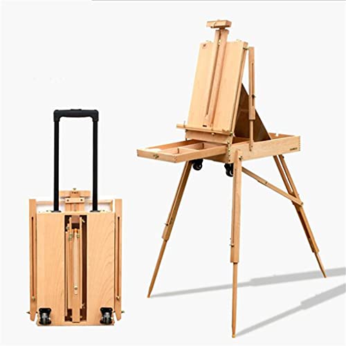 WDCDYQDH Tragbare Skizzierstaffelei für Künstler PaintingOil Painting Box Holzstaffelei Gehen Sie zum Skizzieren mit Pulley Pushable, von WDCDYQDH