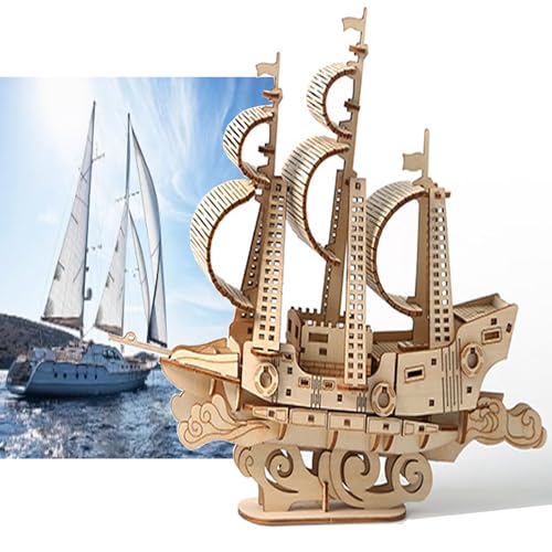 WDEC Holzpuzzle Erwachsene 3D Holz Puzzle Modell, Modellbau Holzbausatz, DIY Holzpuzzle Modellbausatz Bastelsets für Erwachsene - Geschenk zum Geburtstag (Segelboote) von WDEC