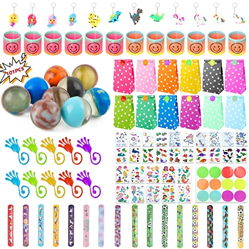 Kindergeburtstag Mitgebsel Set, 101 Stück Party Spielzeug Kindergeburtstag, Party Mitgebsel Kinder, Give Aways Kindergeburtstag, Goodie Bag Kindergeburtstag Tattoo Kinder Flummi Schnapparmband von WDJLNZB