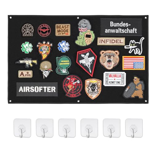 70x110cm Patches Klett Wand, WDKXCN Klettfläche, Klettmatte Wand, Klettwand, Patches Klett Patch Wand, Taktisch Militär Klett Patch Board, Organizer Display Tafel, Faltbar für Aufhängung - Schwarz von WDKXCN