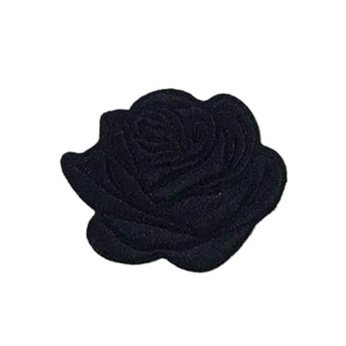 WDSBZNB Bügel Patches 10 stück Mehrfarbige Kleine Rose Blumen Stickerei Eisen Patches for Kleidung Aufkleber Auf T-Shirt Applikationen Streifen Kleidung Zubehör(Black) von WDSBZNB