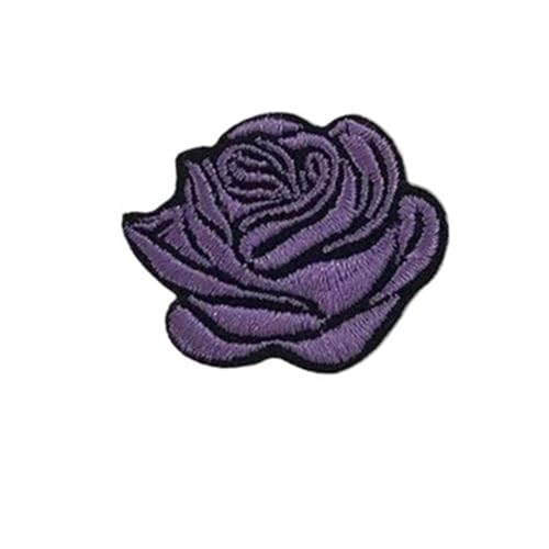 WDSBZNB Bügel Patches 10 stück Mehrfarbige Kleine Rose Blumen Stickerei Eisen Patches for Kleidung Aufkleber Auf T-Shirt Applikationen Streifen Kleidung Zubehör(Purple) von WDSBZNB