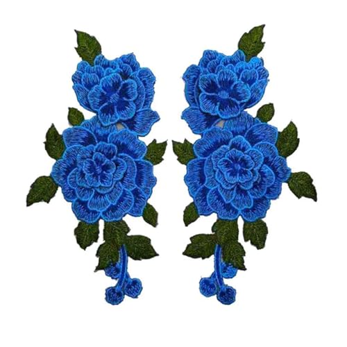 WDSBZNB Bügel Patches 2 Teil/Satz Stickerei Rose Blume Patch Applikation DIY Handwerk for Jeans Hut Tasche Kleidung Zubehör Abzeichen(5-sew) von WDSBZNB