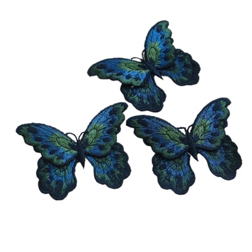 WDSBZNB Bügel Patches 3pc Schmetterling Stickerei Patches for Kleidung DIY Tier Gestickte Parches Applikationen for Jacken Dekoration(3pc Deepblue) von WDSBZNB