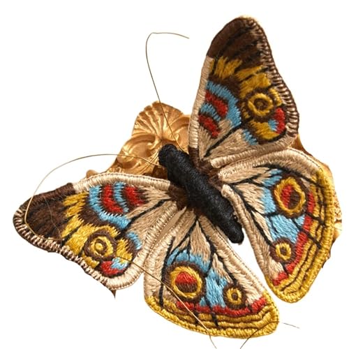 WDSBZNB Bügel Patches Anfänger Schmetterling Stickerei Kits mit Reifen DIY Hand Brosche Stickerei Kit Nähen Handgemachte Handarbeiten Kreuzstich Set Dekor(Embroidery Kit-C) von WDSBZNB