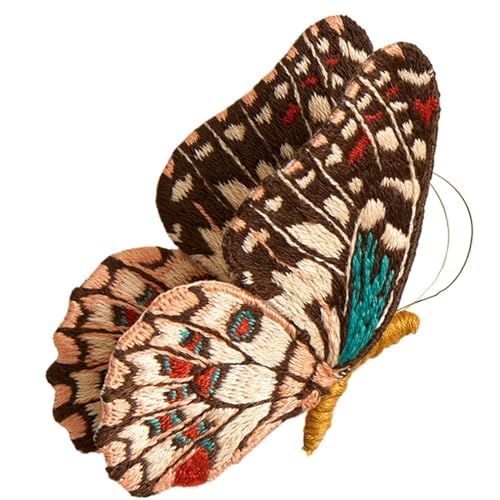 WDSBZNB Bügel Patches Anfänger Schmetterling Stickerei Kits mit Reifen DIY Hand Brosche Stickerei Kit Nähen Handgemachte Handarbeiten Kreuzstich Set Dekor(Embroidery Kit-D) von WDSBZNB