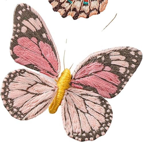 WDSBZNB Bügel Patches Anfänger Schmetterling Stickerei Kits mit Reifen DIY Hand Brosche Stickerei Kit Nähen Handgemachte Handarbeiten Kreuzstich Set Dekor(Embroidery Kit-F) von WDSBZNB