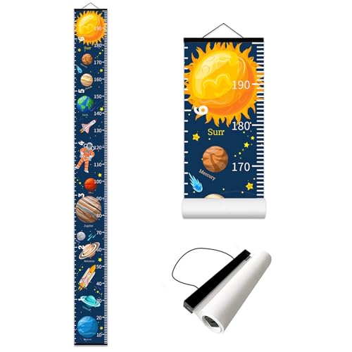 WDSBZNB Messlatte Kinder Höhenmaß-Lineal for Kinder, Cartoon-Planet-Rakete, hängendes Kinder-Messlatte-Scroll-Poster, Gemälde for Jungen-Schlafzimmer-Dekor(Black Scroll) von WDSBZNB