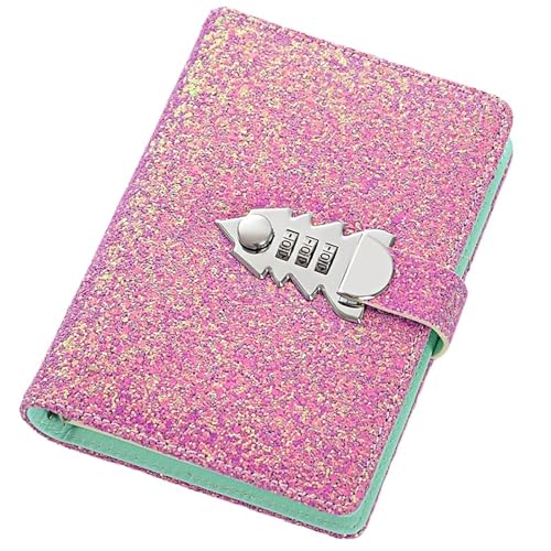 WDSBZNB Tagebuch Mit Schloss 185 * 135mm 260 Seiten Pailletten Code Notebook Tagebuch Schloss Dicke Handbuch Büro Schule Schreibwaren Passwort notizblock(Pink) von WDSBZNB