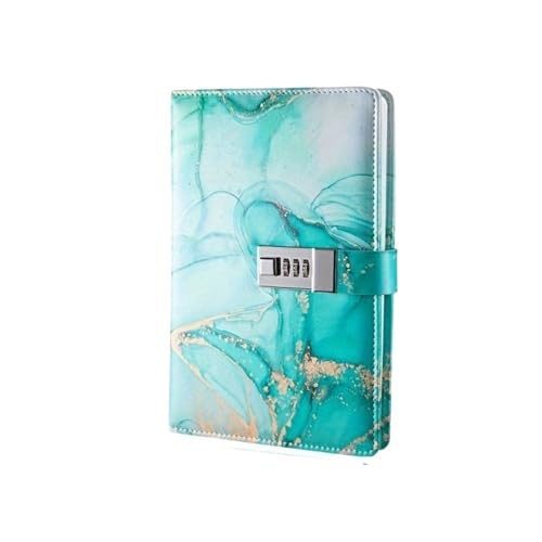 WDSBZNB Tagebuch Mit Schloss A5 Mode Passwort Buch mit Schloss Journal kreative Journal Buch Student Notizblock Briefpapier Notebook(Cyan Green) von WDSBZNB