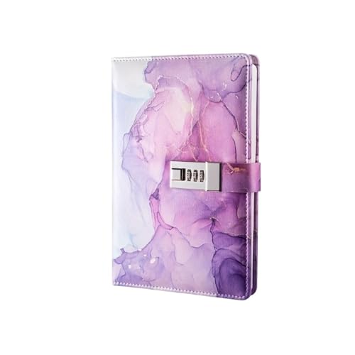 WDSBZNB Tagebuch Mit Schloss A5 Mode Passwort Buch mit Schloss Journal kreative Journal Buch Student Notizblock Briefpapier Notebook(Purple) von WDSBZNB