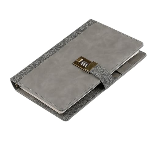 WDSBZNB Tagebuch Mit Schloss Tagebuch A5 Binder Notebook mit Schloss Spiral Journal Ringe Notizblock Skizzenbuch Vorhängeschloss Agenda Planer Schreibwaren Veranstalter Notizbuch(Grey) von WDSBZNB