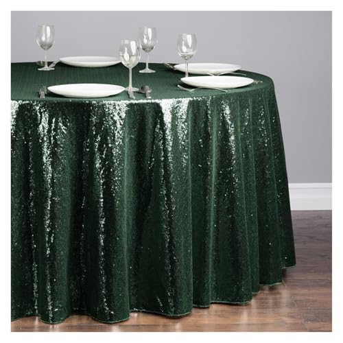 WDSBZNB Tischdecke Rund 1 stücke Pailletten Tischdecke Glitter Runde Tischdecke Rose Gold Silber Tischdecke for Hochzeit Party Geburtstag Hause Bankett Dekoration(Dark Green,Diameter 0.8M) von WDSBZNB