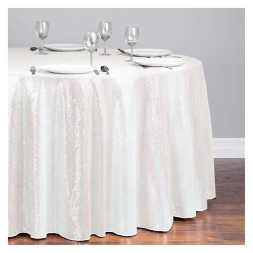 WDSBZNB Tischdecke Rund 1 stücke Pailletten Tischdecke Glitter Runde Tischdecke Rose Gold Silber Tischdecke for Hochzeit Party Geburtstag Hause Bankett Dekoration(Ivory,Diameter 0.6M) von WDSBZNB