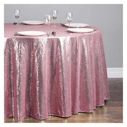 WDSBZNB Tischdecke Rund 1 stücke Pailletten Tischdecke Glitter Runde Tischdecke Rose Gold Silber Tischdecke for Hochzeit Party Geburtstag Hause Bankett Dekoration(Light pink,Diameter 0.8M) von WDSBZNB