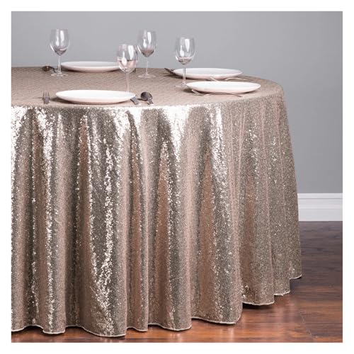 WDSBZNB Tischdecke Rund 1 stücke Pailletten Tischdecke Glitter Runde Tischdecke Rose Gold Silber Tischdecke for Hochzeit Party Geburtstag Hause Bankett Dekoration(Rose Gold,Diameter 0.8M) von WDSBZNB