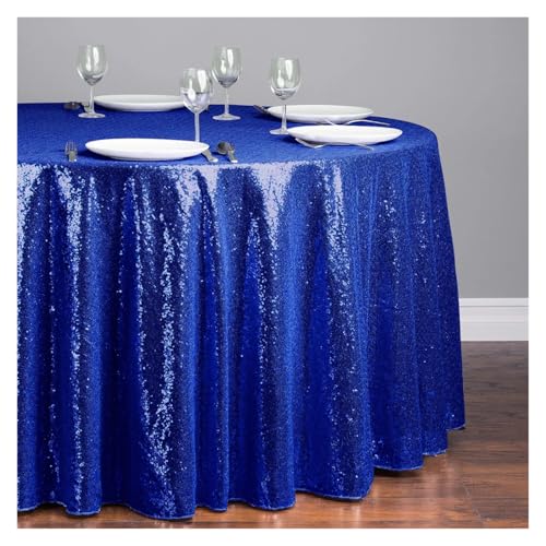 WDSBZNB Tischdecke Rund 1 stücke Pailletten Tischdecke Glitter Runde Tischdecke Rose Gold Silber Tischdecke for Hochzeit Party Geburtstag Hause Bankett Dekoration(Royal Blue,Diameter 1.2M) von WDSBZNB