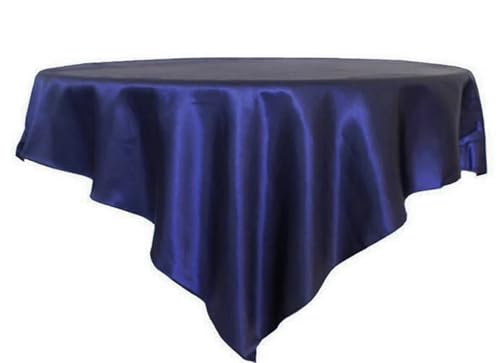 WDSBZNB Tischdecke Rund 175 cm/180 cm/228 cm Quadratische Runde Tischdecke Satin Stoff Solide Tischdecken Abdeckung Hochzeit Party Bankett Hause Tisch Dekor(Deep Blue,90x90inch-228x228cm) von WDSBZNB