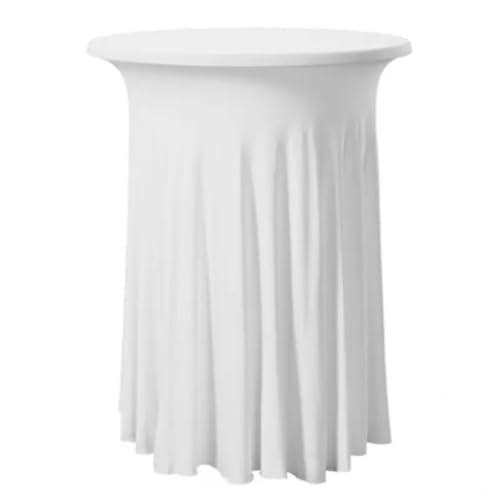 WDSBZNB Tischdecke Rund Runde, taillierte Spandex-Cocktailtischdecke mit Rock, Party, Weihnachten, Event, Hotel, Elegante ästhetische Tischdecke in Mehreren Farben(White,60x110cm) von WDSBZNB