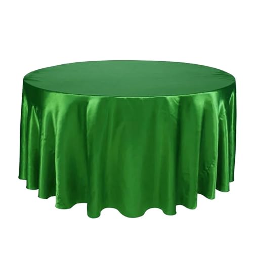 WDSBZNB Tischdecke Rund Runde Satin-Tischdecken mit hellem, glattem Stoff, einfarbig, for Hochzeits-, Party-, Restaurant- und Bankettdekorationen(Dark Green,108inch-275cm) von WDSBZNB