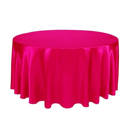 WDSBZNB Tischdecke Rund Runde Satin-Tischdecken mit hellem, glattem Stoff, einfarbig, for Hochzeits-, Party-, Restaurant- und Bankettdekorationen(Fuchsia,108inch-275cm) von WDSBZNB