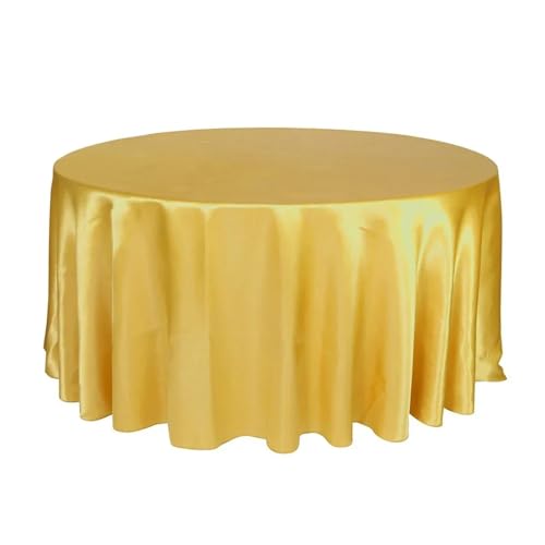 WDSBZNB Tischdecke Rund Runde Satin-Tischdecken mit hellem, glattem Stoff, einfarbig, for Hochzeits-, Party-, Restaurant- und Bankettdekorationen(Gold1,108inch-275cm) von WDSBZNB