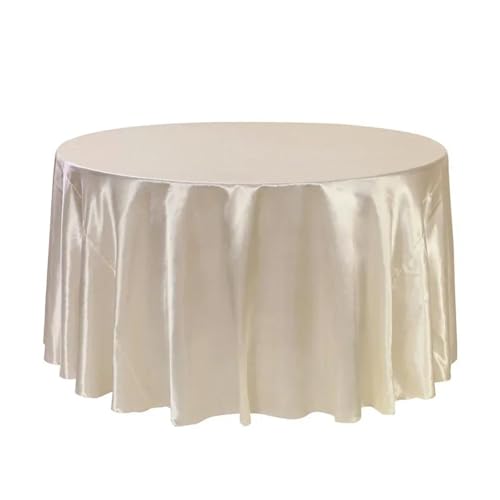 WDSBZNB Tischdecke Rund Runde Satin-Tischdecken mit hellem, glattem Stoff, einfarbig, for Hochzeits-, Party-, Restaurant- und Bankettdekorationen(Ivory,120inch-305cm) von WDSBZNB