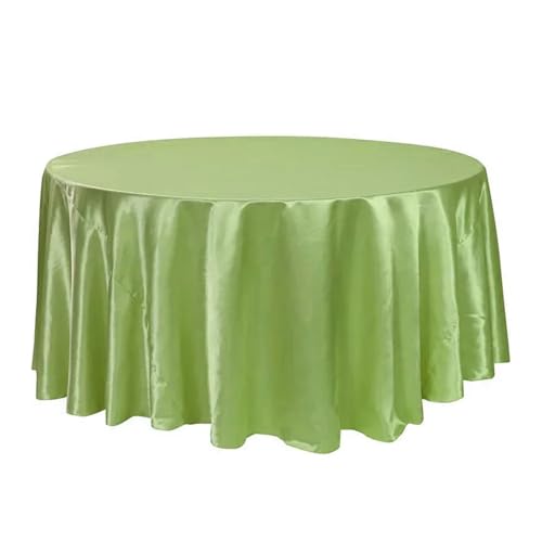 WDSBZNB Tischdecke Rund Runde Satin-Tischdecken mit hellem, glattem Stoff, einfarbig, for Hochzeits-, Party-, Restaurant- und Bankettdekorationen(Light Green,108inch-275cm) von WDSBZNB