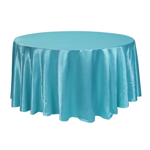 WDSBZNB Tischdecke Rund Runde Satin-Tischdecken mit hellem, glattem Stoff, einfarbig, for Hochzeits-, Party-, Restaurant- und Bankettdekorationen(Light blue1,57inch-145cm) von WDSBZNB