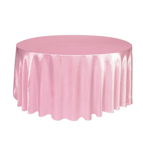 WDSBZNB Tischdecke Rund Runde Satin-Tischdecken mit hellem, glattem Stoff, einfarbig, for Hochzeits-, Party-, Restaurant- und Bankettdekorationen(Light pink,108inch-275cm) von WDSBZNB