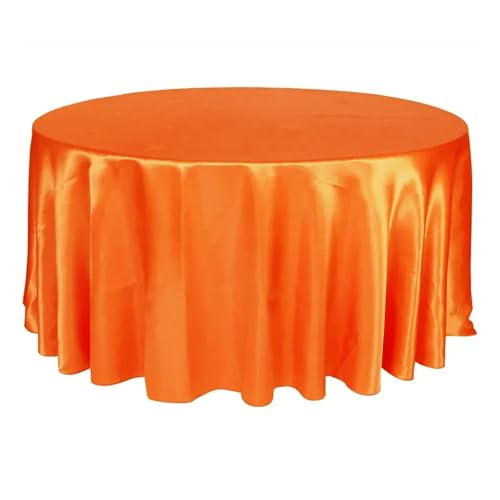 WDSBZNB Tischdecke Rund Runde Satin-Tischdecken mit hellem, glattem Stoff, einfarbig, for Hochzeits-, Party-, Restaurant- und Bankettdekorationen(Orange,108inch-275cm) von WDSBZNB