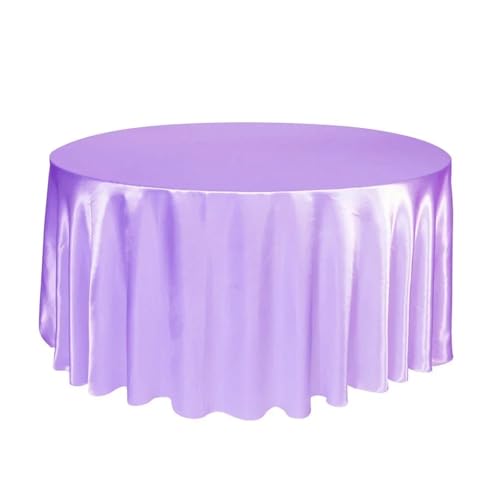 WDSBZNB Tischdecke Rund Runde Satin-Tischdecken mit hellem, glattem Stoff, einfarbig, for Hochzeits-, Party-, Restaurant- und Bankettdekorationen(Purple,108inch-275cm) von WDSBZNB