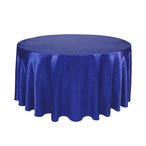 WDSBZNB Tischdecke Rund Runde Satin-Tischdecken mit hellem, glattem Stoff, einfarbig, for Hochzeits-, Party-, Restaurant- und Bankettdekorationen(Royal Blue,108inch-275cm) von WDSBZNB