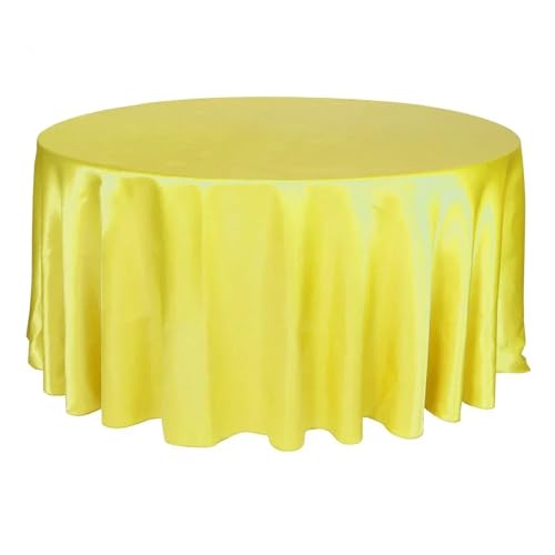 WDSBZNB Tischdecke Rund Runde Satin-Tischdecken mit hellem, glattem Stoff, einfarbig, for Hochzeits-, Party-, Restaurant- und Bankettdekorationen(Yellow,57inch-145cm) von WDSBZNB