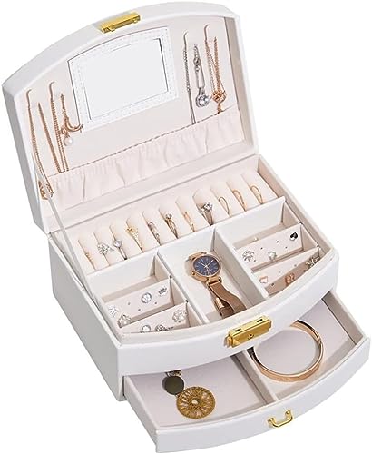 WDWDW Schmuckschatulle aus Leder, Reise-Schmuck-Organizer, multifunktionale Aufbewahrungsbox für Halsketten und Ohrringe, mit Geschenken von WDWDW