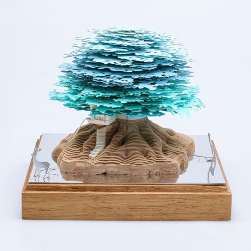 3D-Notizblock, kunstvolle Blöcke, 3D-Kunst, antihaftbeschichtete Notizen, kreative Hände, zum Abreißen, künstlerische Haftnotizen, 3D-Baum-Panorama-Papierskulptur, 3D-Notizblock mit Licht, von WDWGLIYN