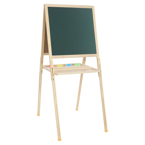 Kinder Staffelei – Höhenverstellbare Staffelei für Kinder, 2-in-1 Magnettafel & Whiteboard, 83-135 cm Höhe, Holzstaffelei mit Zubehör, Ideal für Malen & Zeichnen von WDZCZDoo