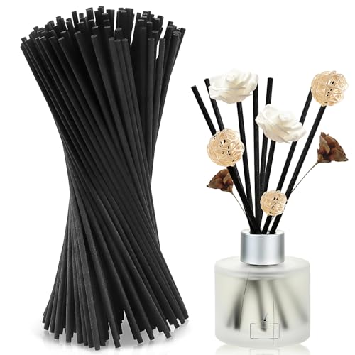 Duftstäbchen Nachfüllpack Raumduft Stäbchen Rattanstäbchen Holzstäbchen für Raumduft 30cm x 3mm 100Stk Reed Diffuser Diffuserstäbchen Fiber Aroma Stäbchen Schwarz von WDZGX