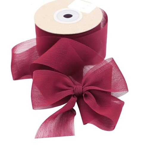 Geschenkband Schleifenband 3.8cmx22.8m Chiffonband Seidenband Rot für Geschenkverpackung Hochzeitseinladungen Blumenarrangement (Rot) von WDZGX