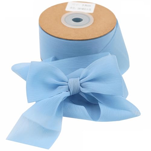 Geschenkband Schleifenband 3.8cmx22.8m Chiffonband für Geschenkverpackung Hochzeitseinladungen Blumenarrangement (Hellblau) von WDZGX