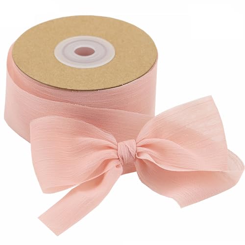 Geschenkband Schleifenband 3.8cmx22.8m Chiffonband für Geschenkverpackung Hochzeitseinladungen Blumenarrangement (Rosa) von WDZGX