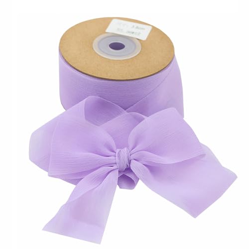 Geschenkband Schleifenband 3.8cmx22.8m Chiffonband Seidenband für Geschenkverpackung Hochzeitseinladungen Blumenarrangement (Hellviolett) von WDZGX