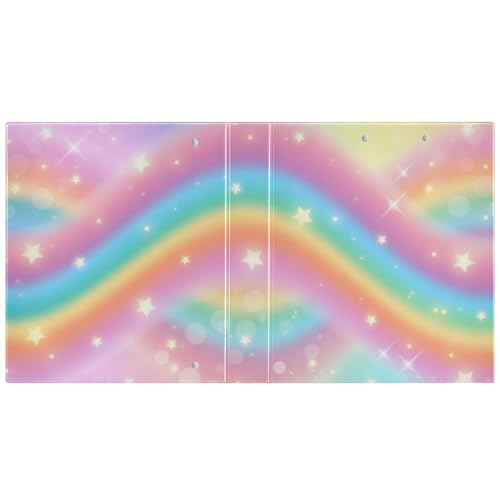 3,5 cm Dreamy Rainbow Stars 3-Ring-Binder mit Klemmbrett, 1/2 Stück, Büroordnerbedarf, 200 Blatt von WDdZzyy