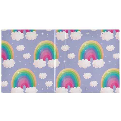 3,5 cm Regenbogen-Ordner mit niedlichem Cartoon-Lavendel-Ringbuch mit Klemmbrett, 1/2 Packungen, ästhetischer Ordner, Hardcover von WDdZzyy