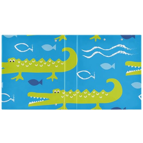 3,8 cm Krokodil Blau Fisch Cartoon Runde Ringe Ordner mit Taschen 1/2 Stück Ästhetischer Ordner Hardcover von WDdZzyy