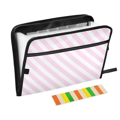 Aktenordner mit Taschen, 13 Taschen, A4, Briefgröße mit Reißverschluss, für Erweiterungsmappe, Rosa Aktenordner mit Taschen, 13 Taschen, A4, Briefgröße mit Reißverschluss, für Erweiterungsmappe, Rosa von WDdZzyy