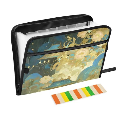 Fächermappe im chinesischen Stil, 13 Fächer, A4, Briefgröße mit Reißverschluss, für Aktenordner, Jacken, Grün-Gold Fächermappe im chinesischen Stil, 13 Fächer, A4, Briefgröße mit Reißverschluss, für Aktenordner, Jacken, Grün-Gold von WDdZzyy